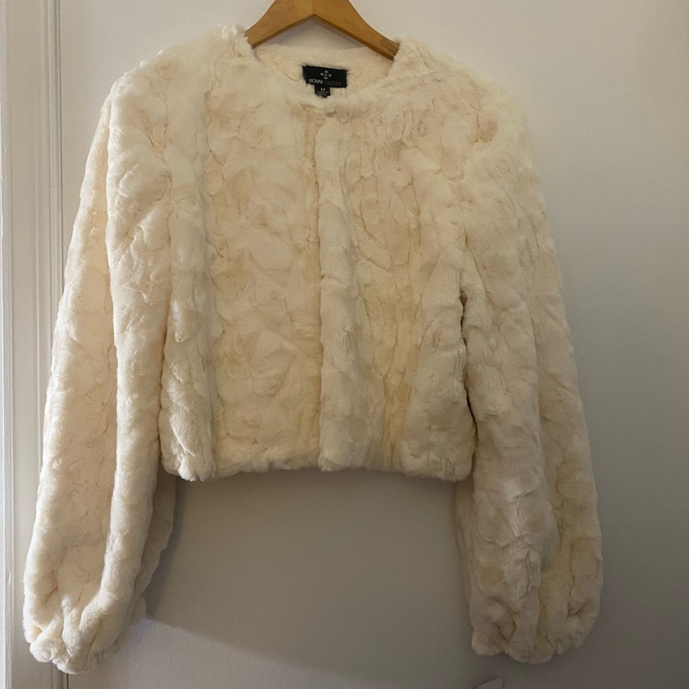 Ronni Nicole Faux Fur Ivory Jacket